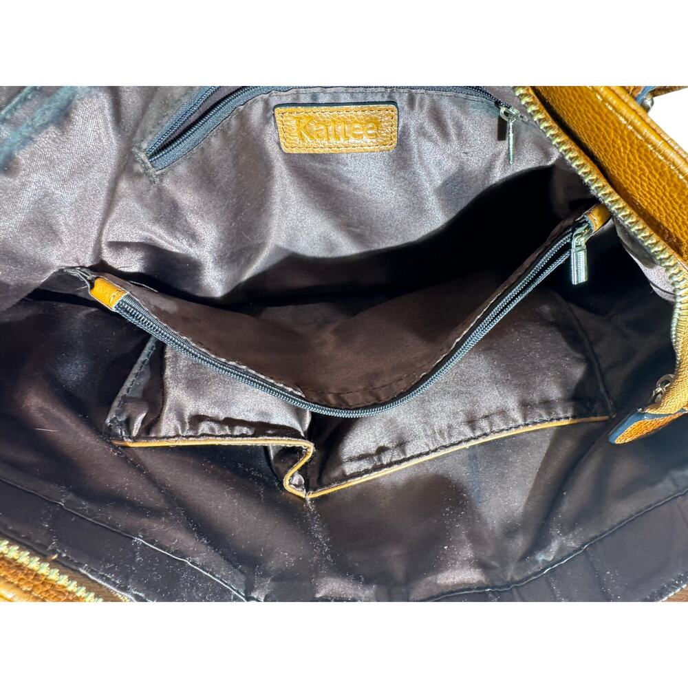 Vintage Y2K Kattee Leather Tote Bag Saddle Brown Shoulder Distressed Boho Luxury - Picture 7 of 16